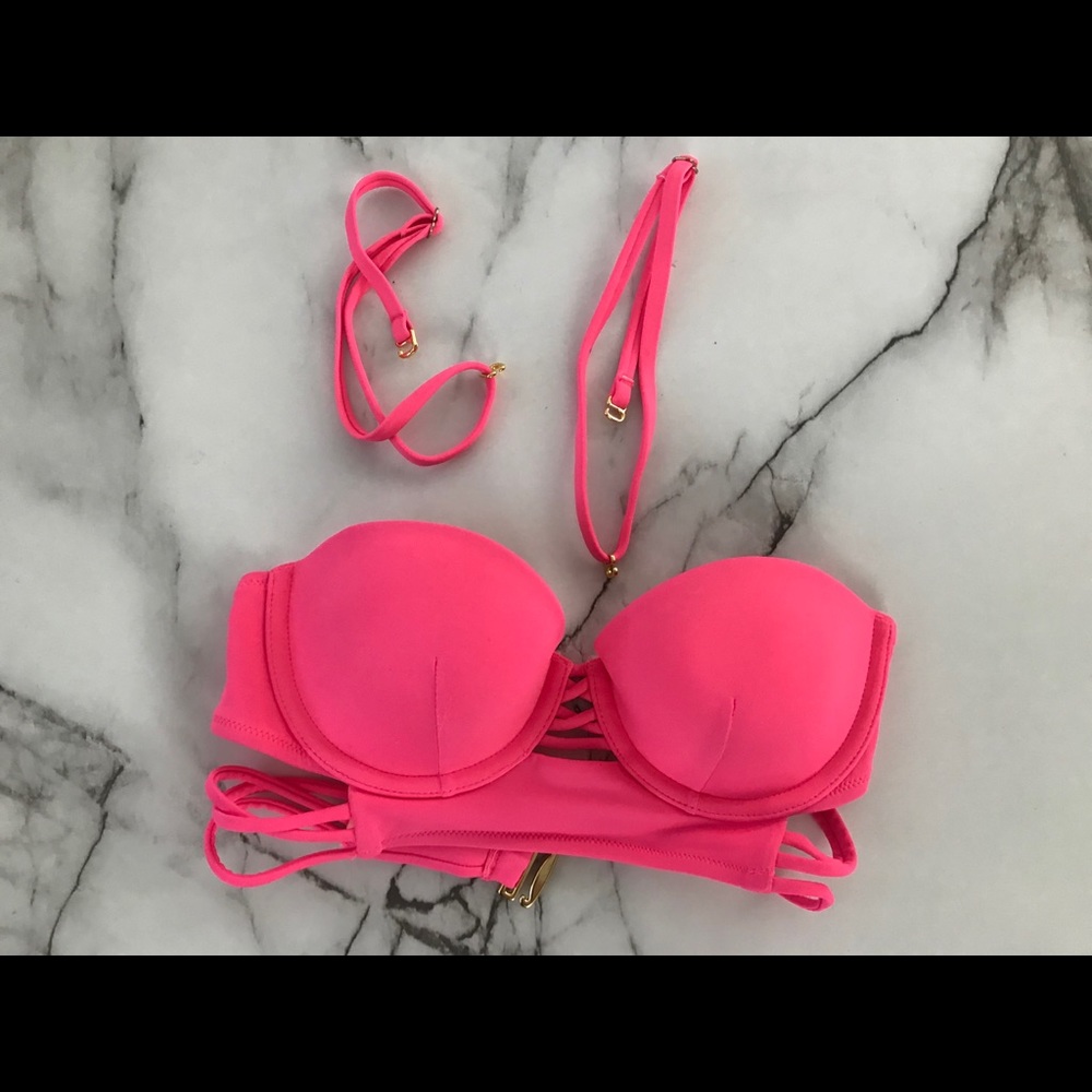 Victoria Secret push up swimsuit top 32B hot pink